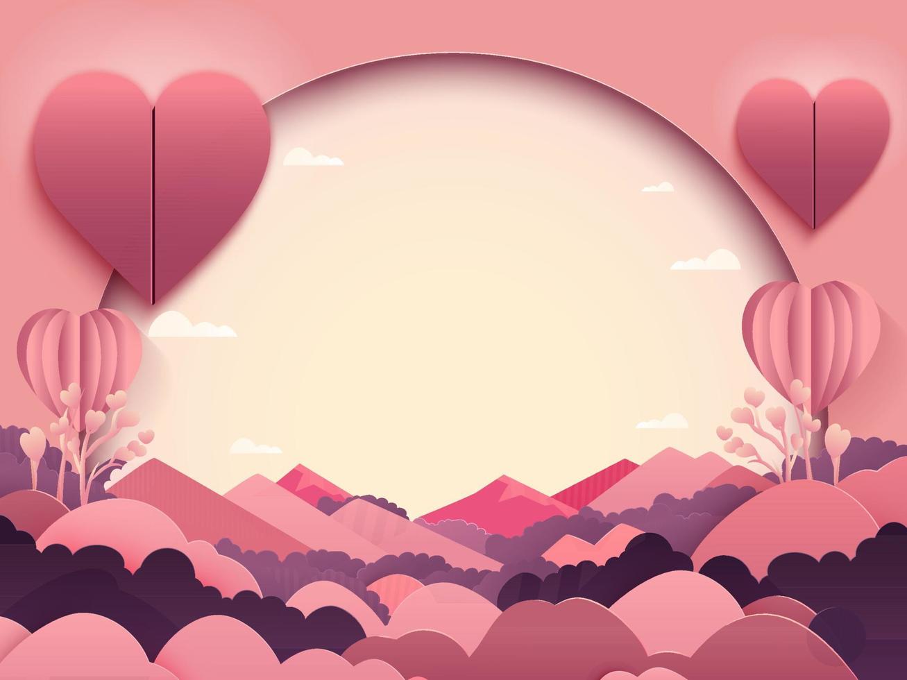 papel estilo hermosa paisaje antecedentes con corazones y Copiar espacio. vector