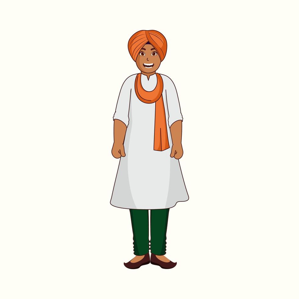 alegre punjabi joven hombre en pie en blanco antecedentes. vector