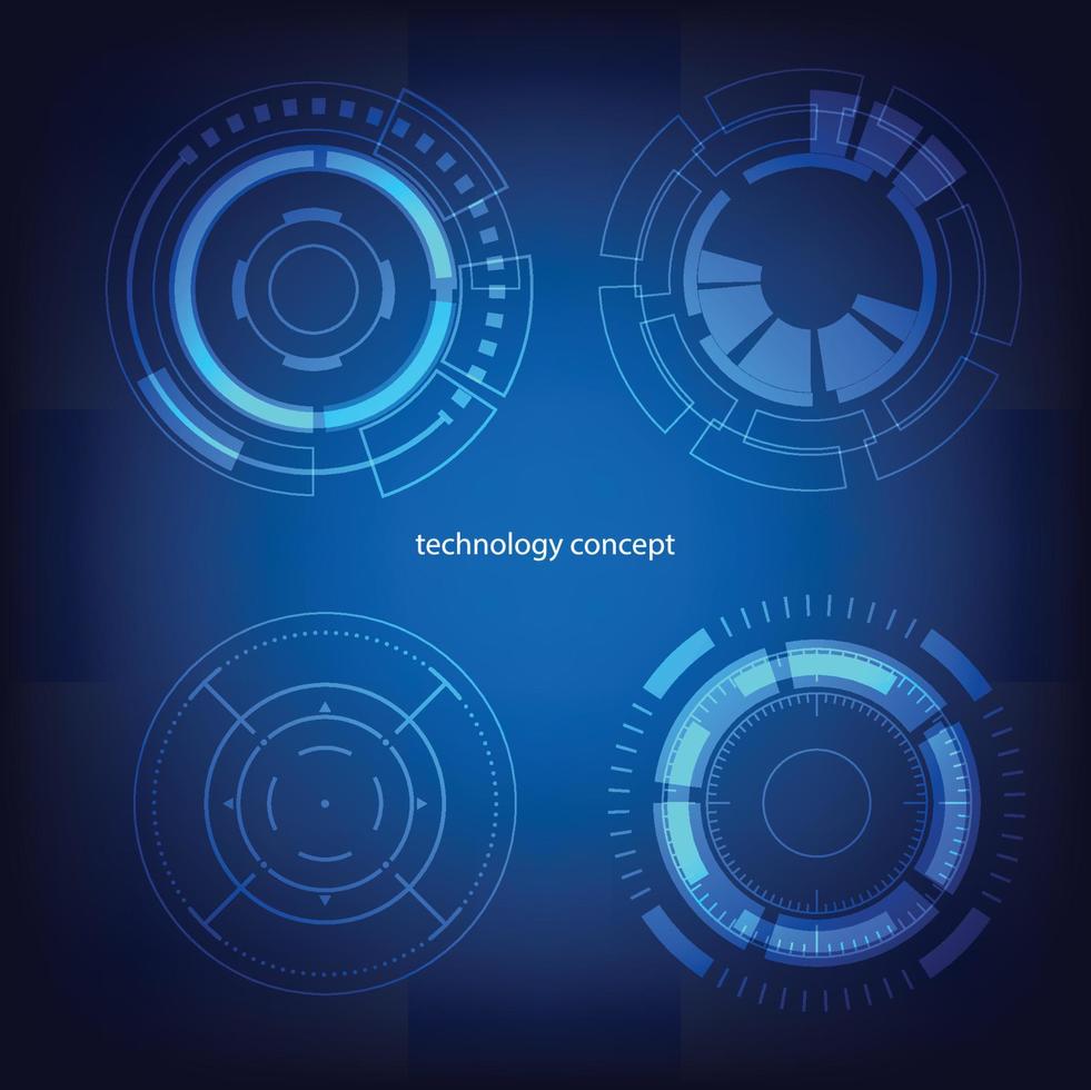 technology concept. HUD Circle User interface on blue background. circle elements for data infographics. set of sci fi modern user interface elements. vector