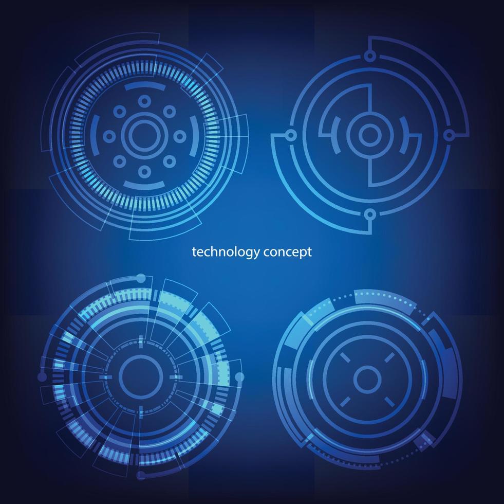 technology concept. HUD Circle User interface on blue background. circle elements for data infographics. set of sci fi modern user interface elements. vector