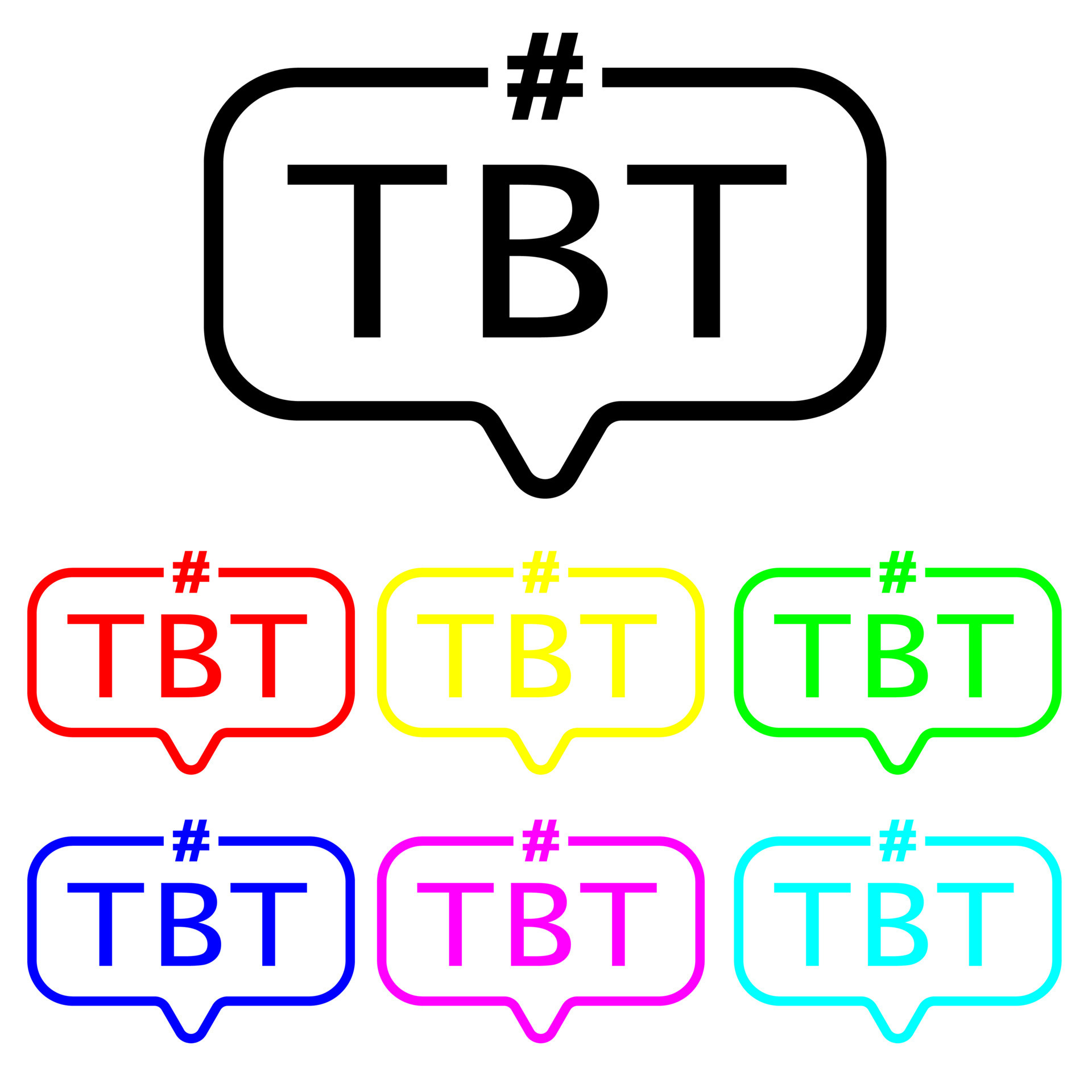 Throwback Thursday hashtag icon vector set. abbreviation illustration