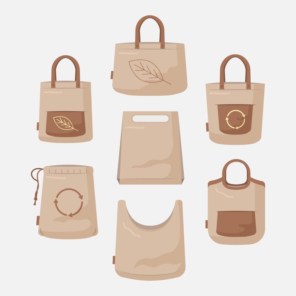 Simple Eco Bag Collection in Flat Illustration vector