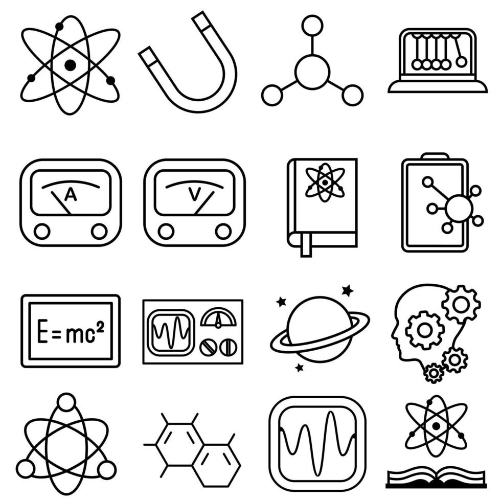 Physics icon vector set. studies illustration sign collection. science symbol or logo.