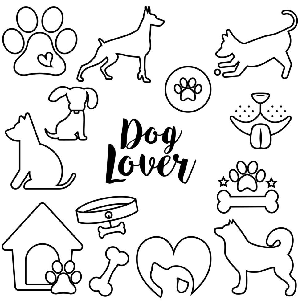 amor perro icono vector colocar. mascota ilustración firmar recopilación.