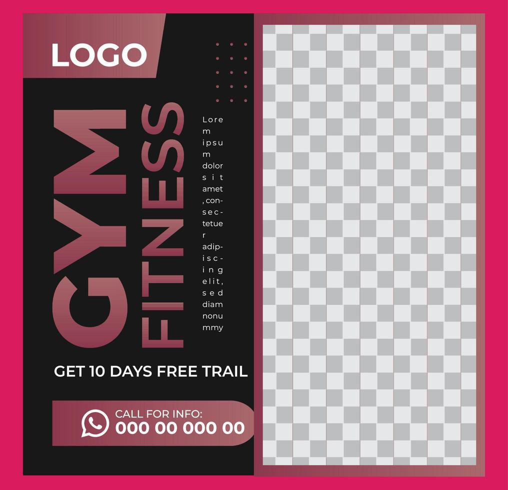 social media posts collection for gym with female athlete vector