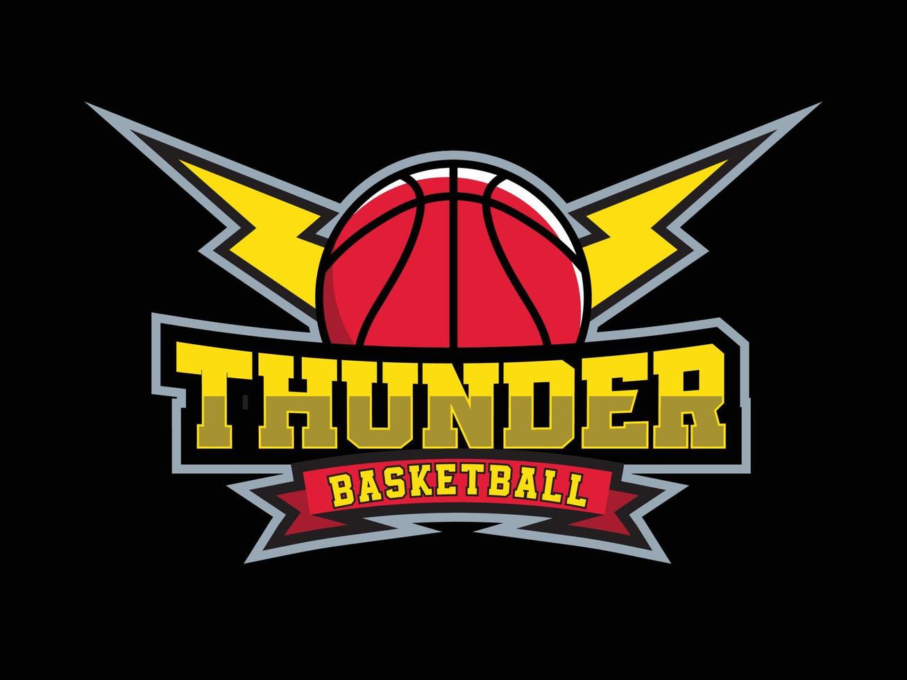 Thunder basketball team sports logo vector template, brand identity, sports, basketball emblem design