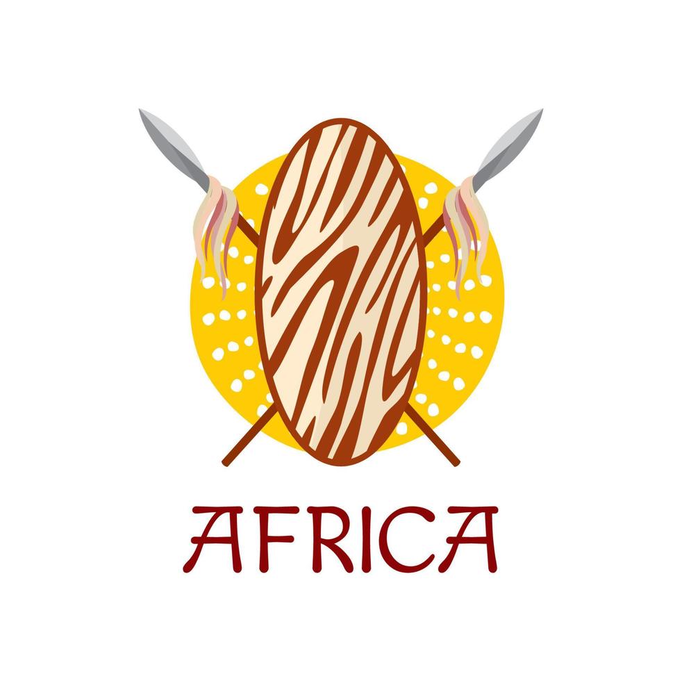 Africa icon with tribe warrior shield and spears vector