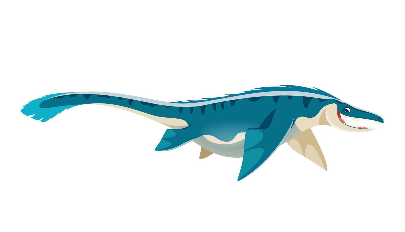 Cartoon Mosasaurus marine dinosaur cute character vector