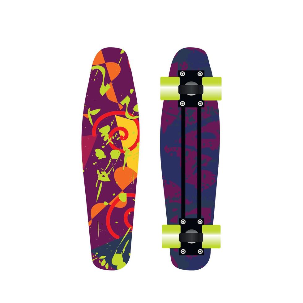 skateboard design isolated on white background, two types of front side and back side of the object vector