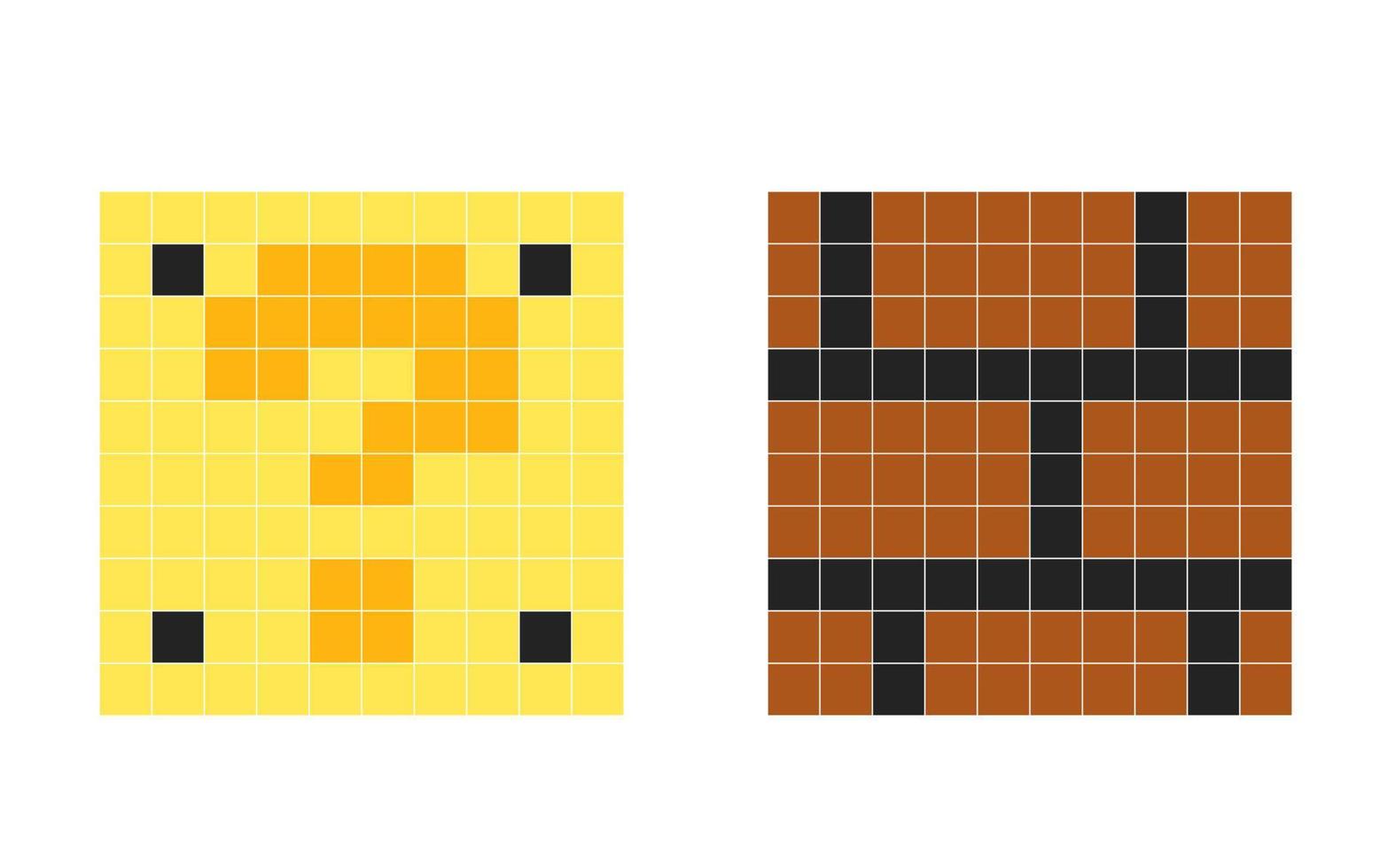 Brown brick block and yellow metal block with a question mark. Isolate on white background vector