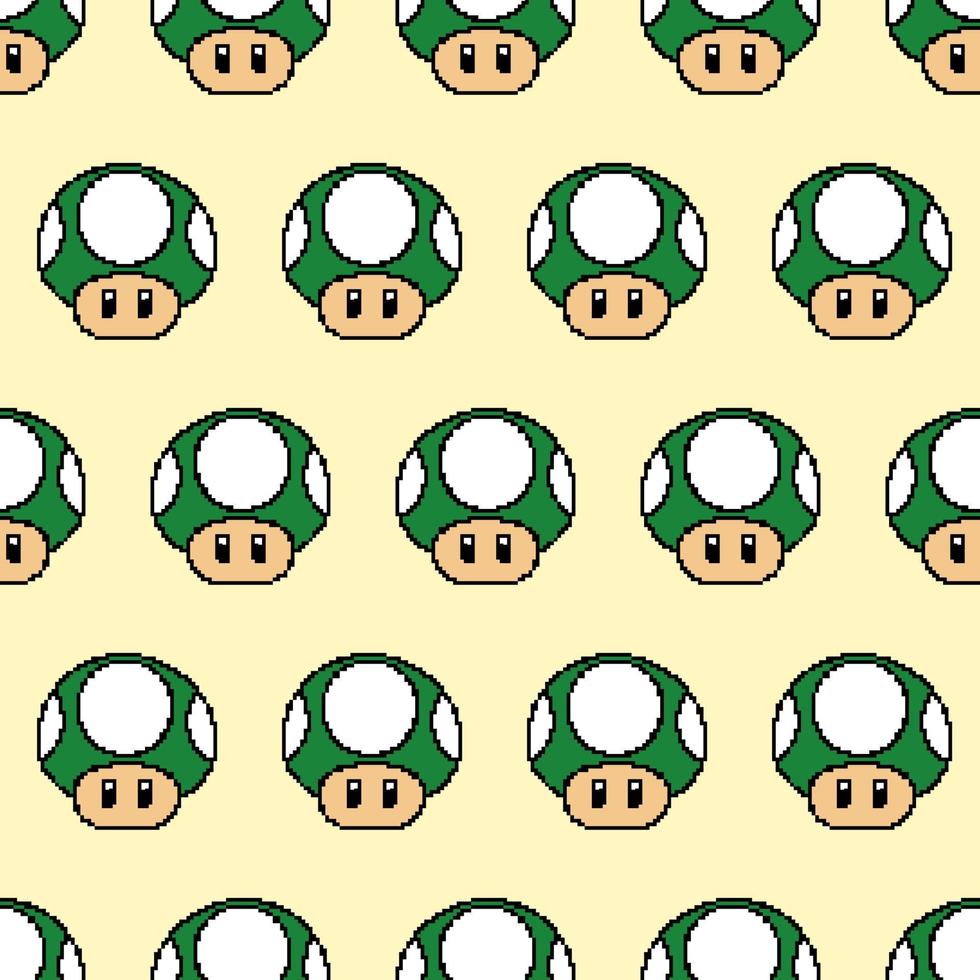 pattern Green mushroom from super mario pixel art vector illustration.