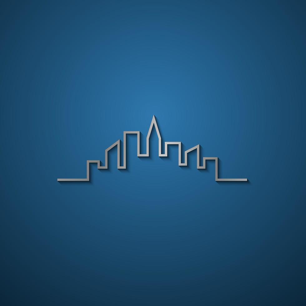 Simple line cityscape silhouette with shadow vector