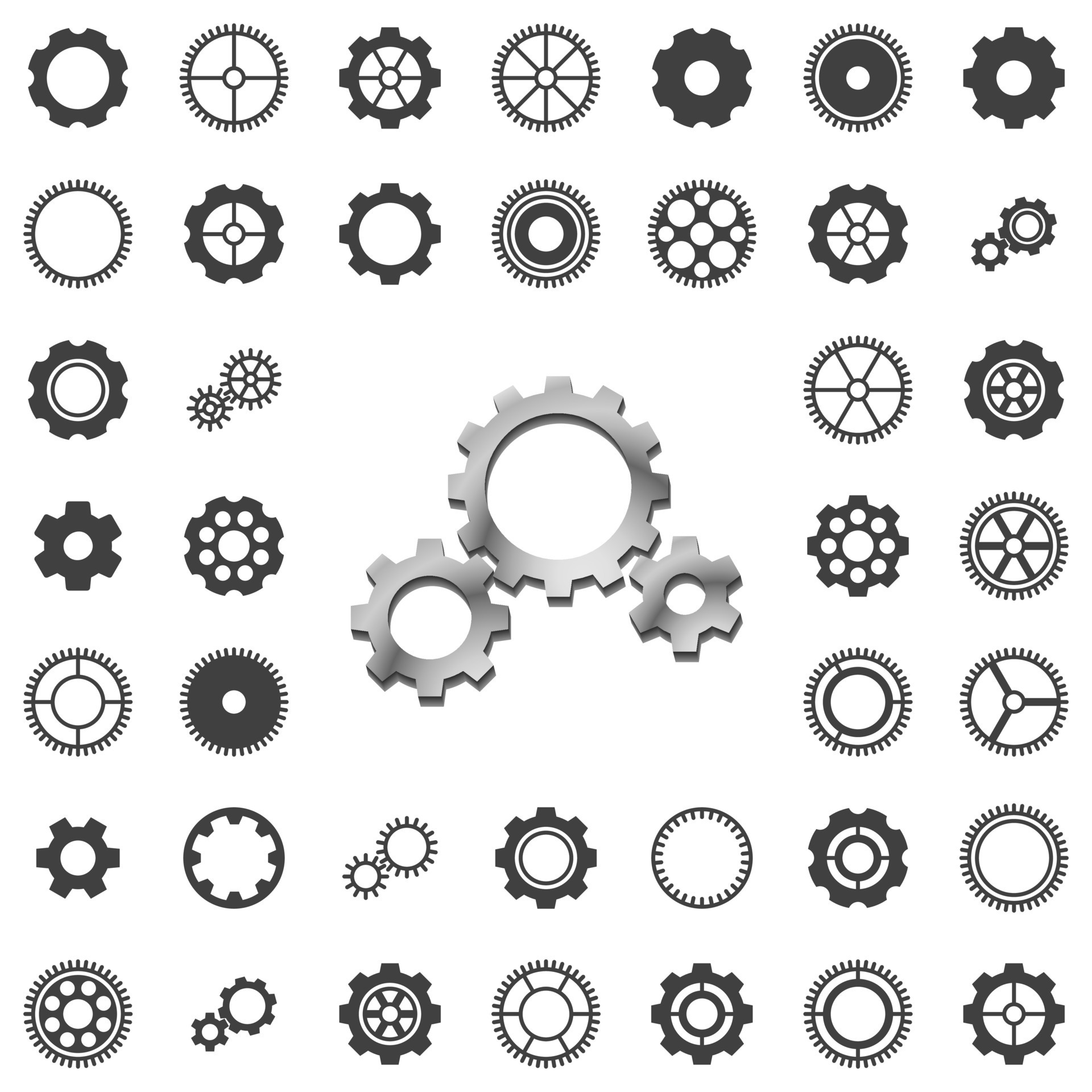 Vector gears icons big set 23079384 Vector Art at Vecteezy
