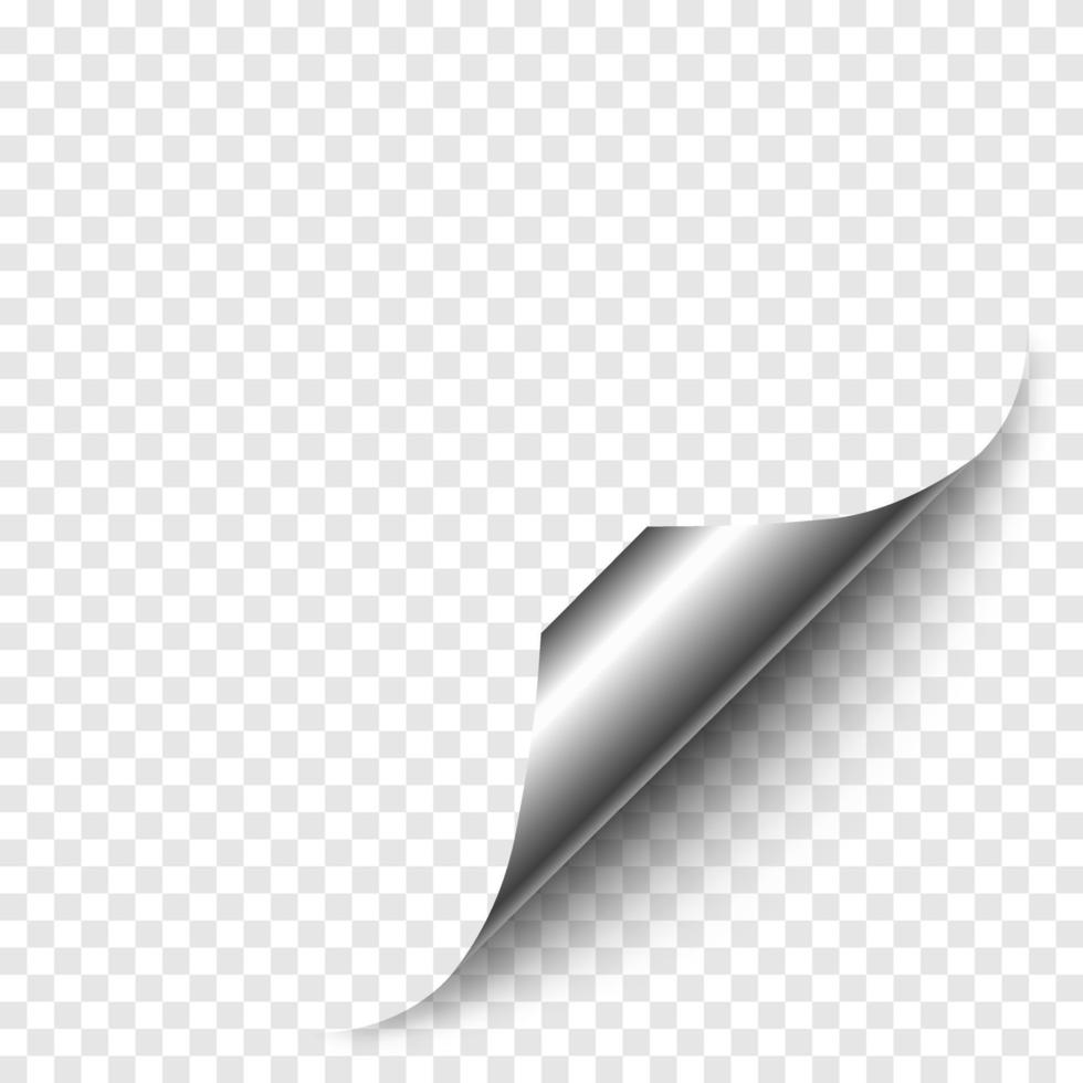 Vector realistic silver paper corner with shadow