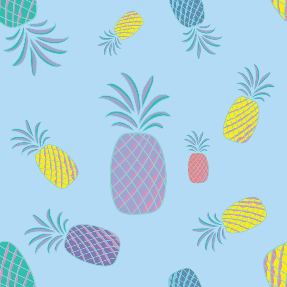 Retro Pineapple Pattern, Retro Style vector