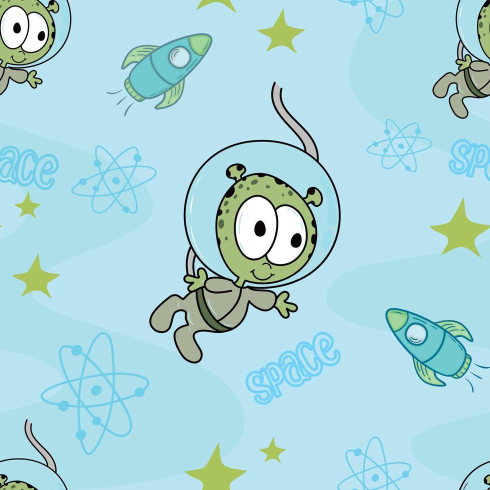 Space Alien Astronaut Pattern vector