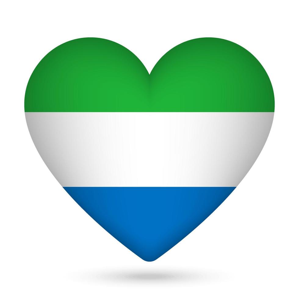 Sierra Leone flag in heart shape. Vector illustration.