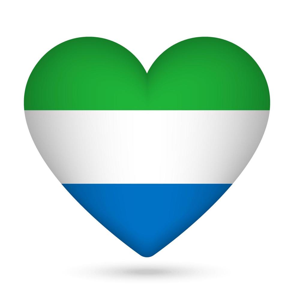 Sierra Leone flag in heart shape. Vector illustration.