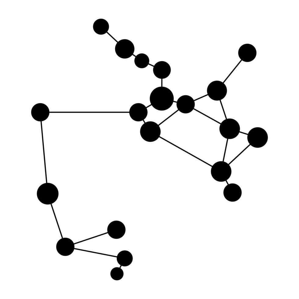 Sagittarius constellation map. Vector illustration.