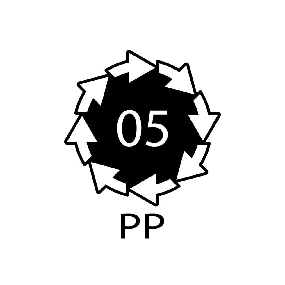 Plastic recycle symbol PP 5 vector icon.