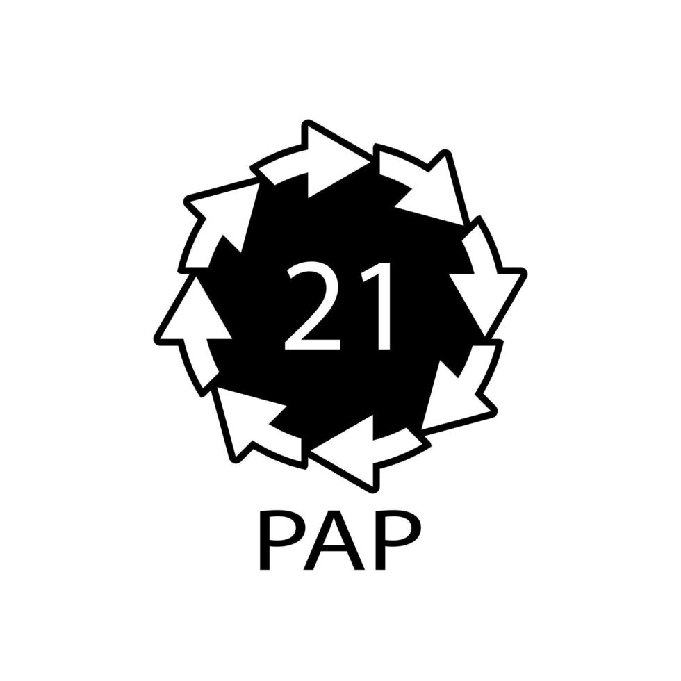 Paper recycling symbol PAP 21 other mixed paper. Vector illustration