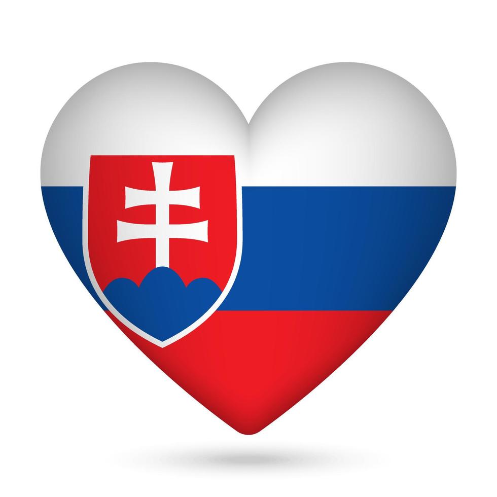 Slovakia flag in heart shape. Vector illustration.