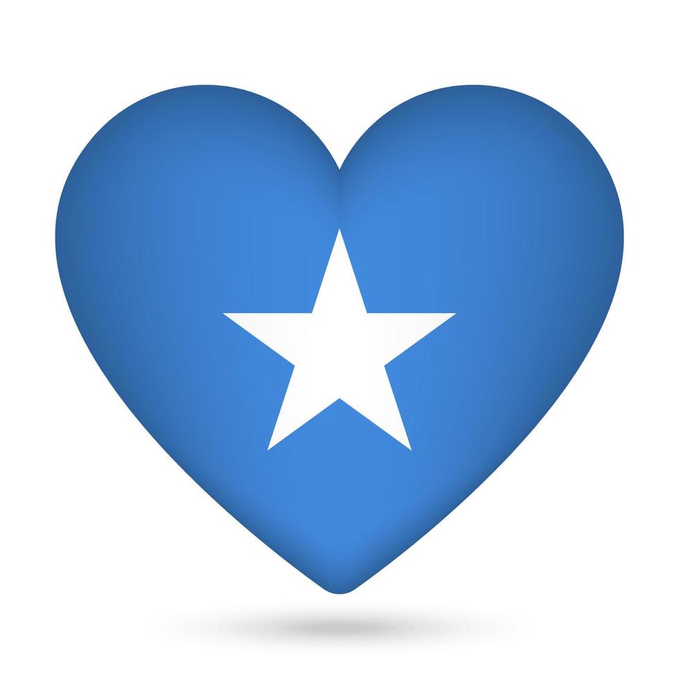 Somalia Islands flag in heart shape. Vector illustration.