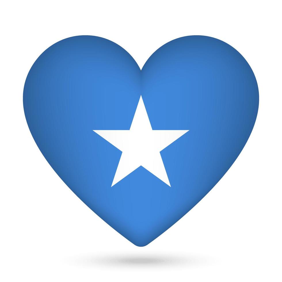 Somalia Islands flag in heart shape. Vector illustration.