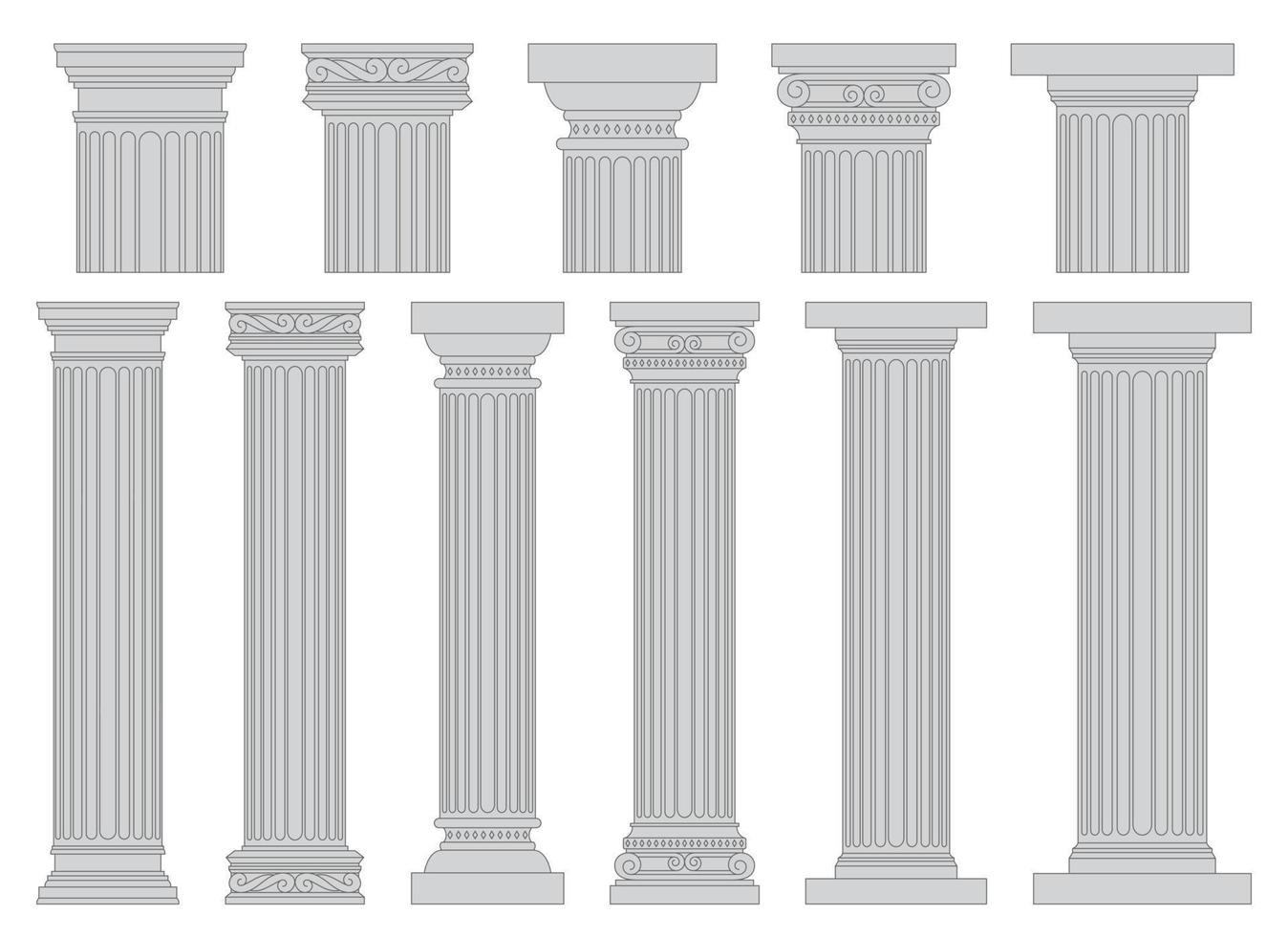 Ancient columns vector design illustration isolated on background