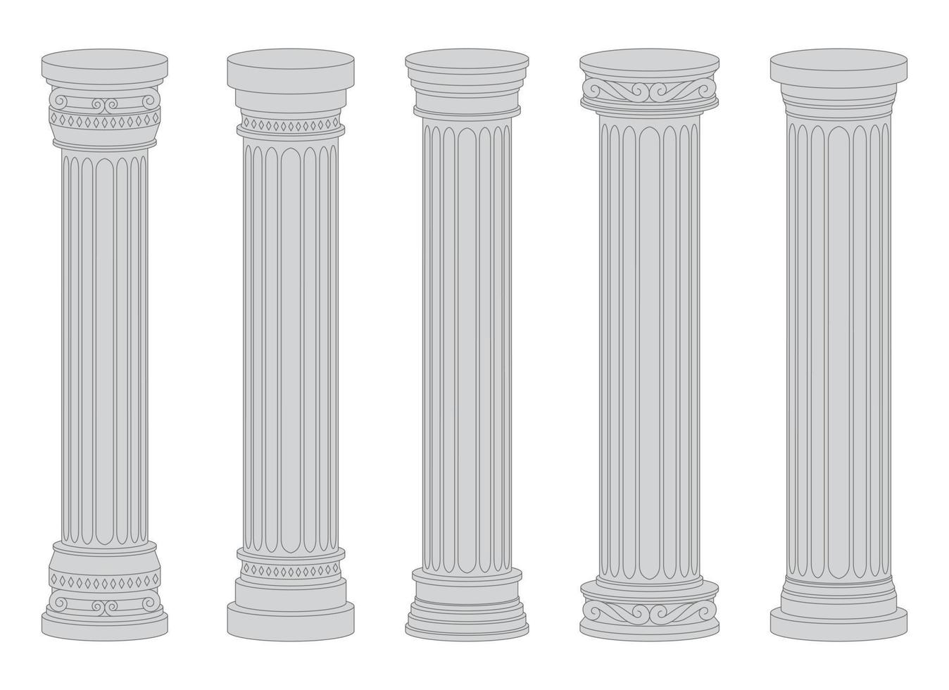 Ancient columns vector design illustration isolated on background