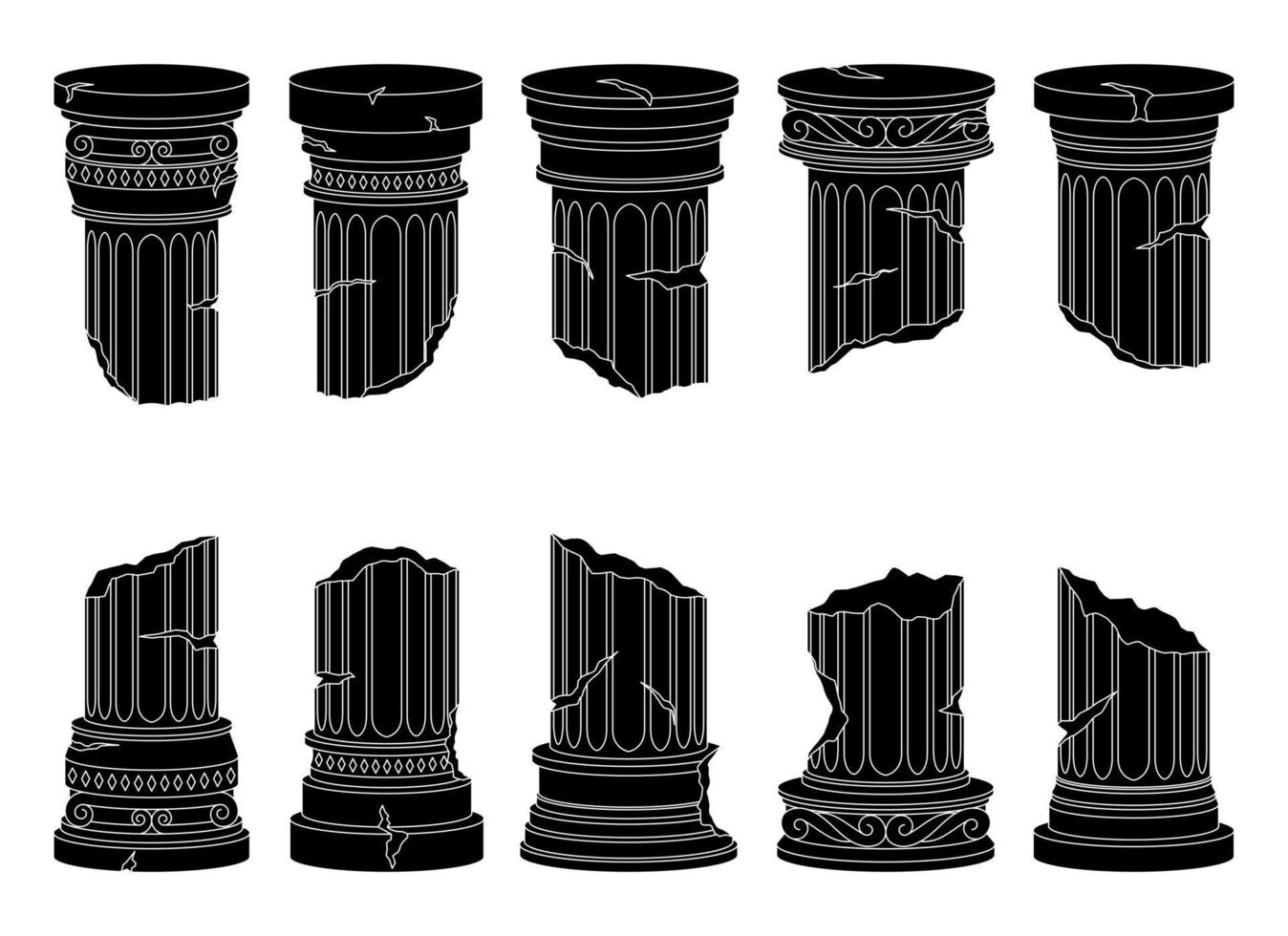 Ancient columns vector design illustration isolated on background