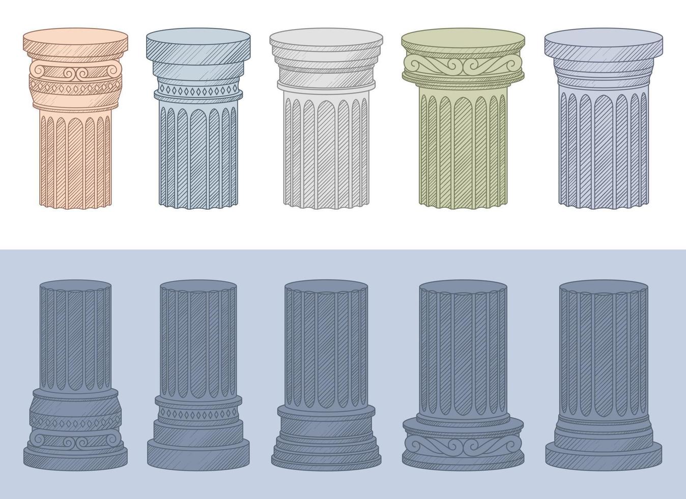 Ancient columns vector design illustration isolated on background