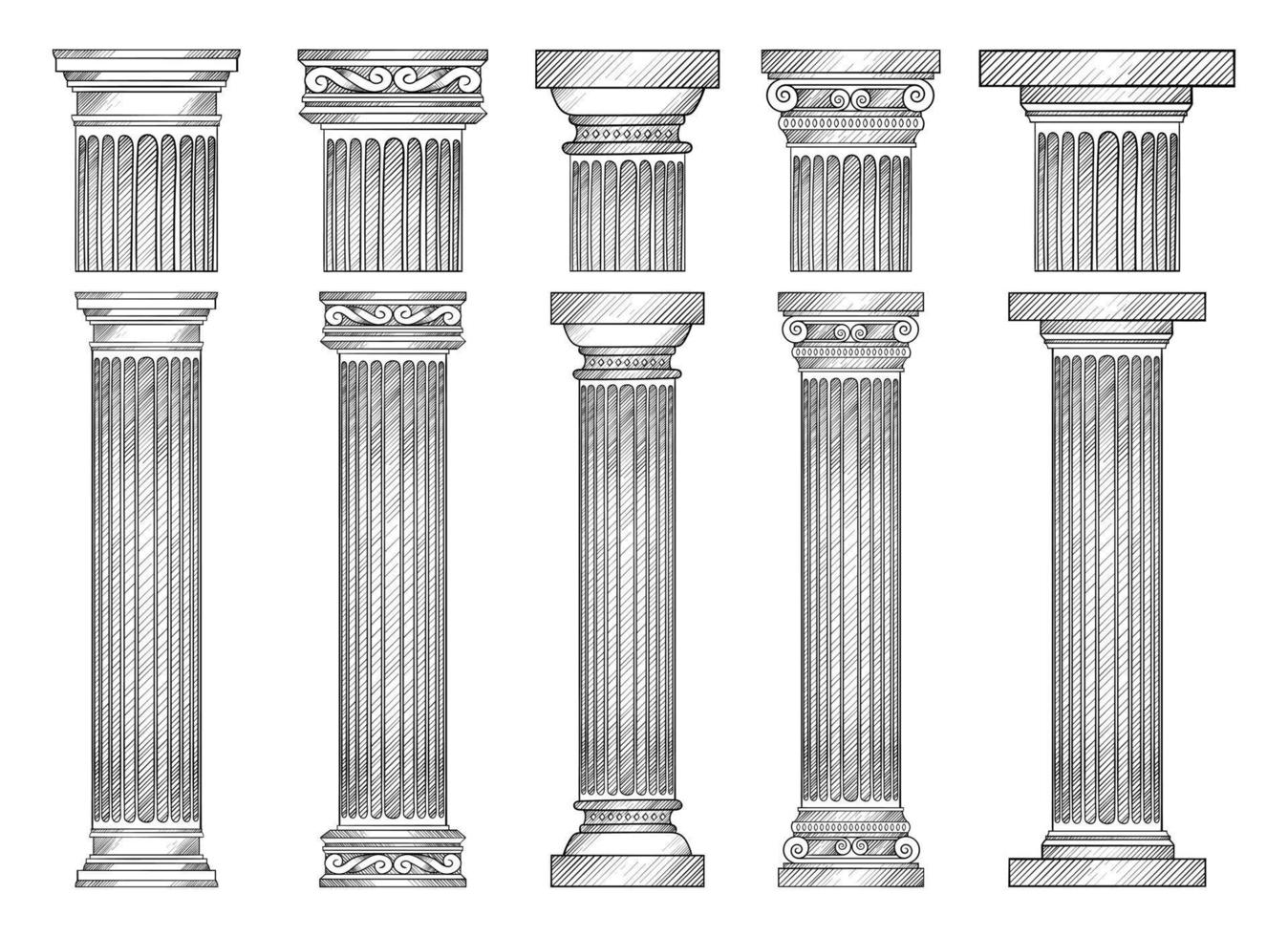 Ancient columns vector design illustration isolated on background