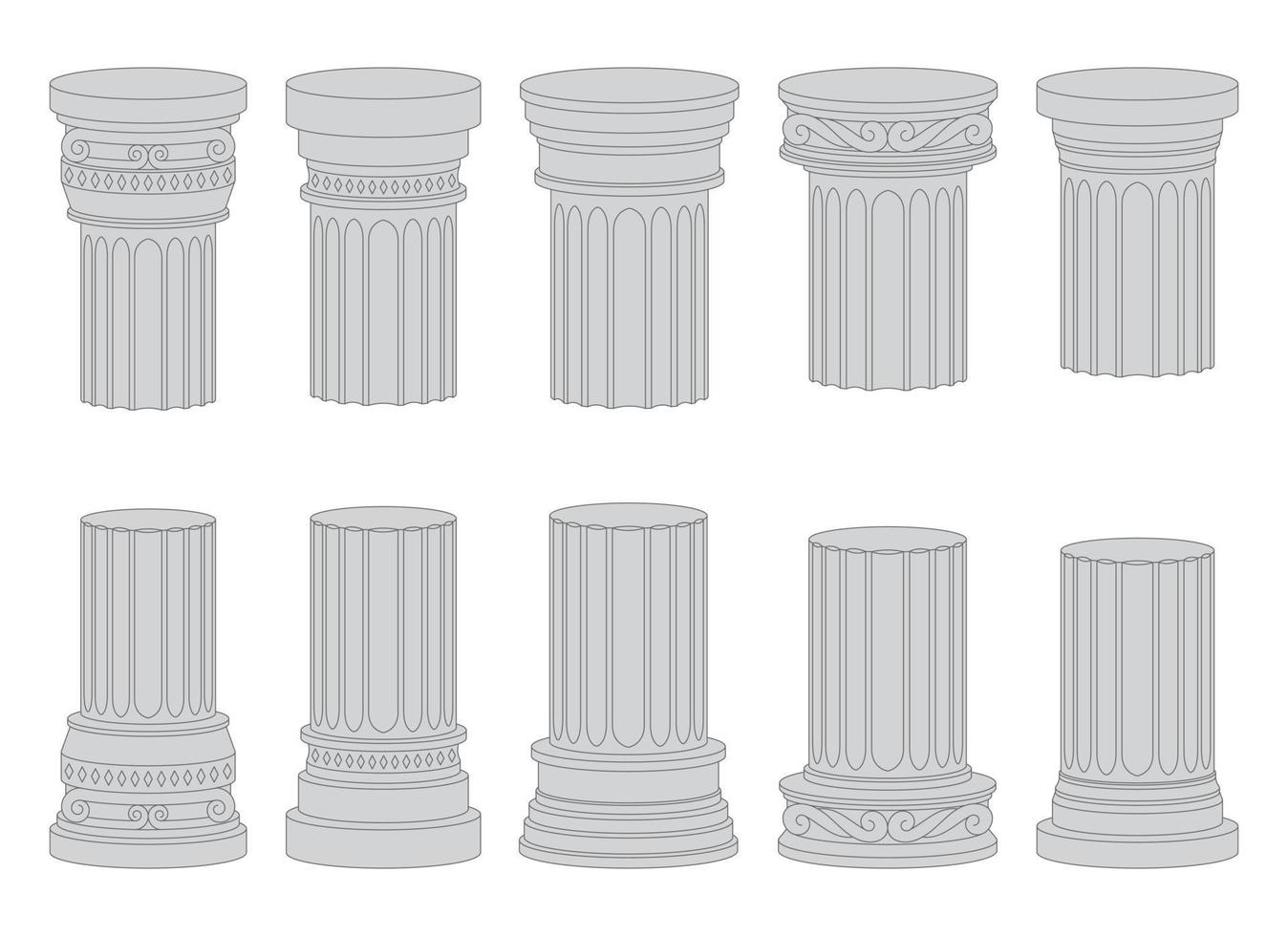Ancient columns vector design illustration isolated on background