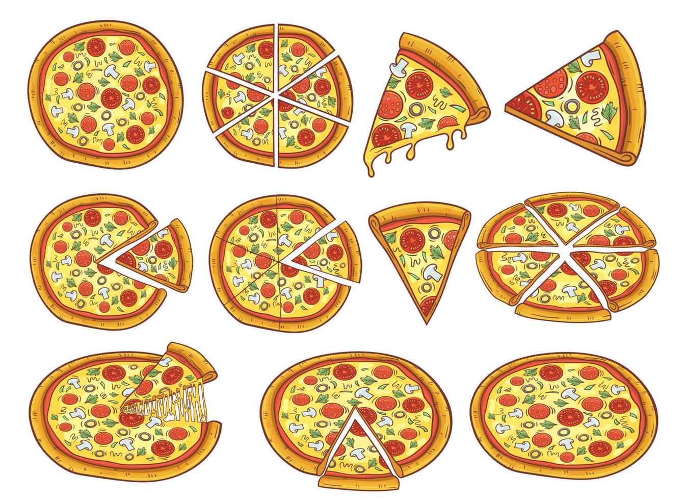 Pizza vector diseño ilustración aislado en blanco antecedentes