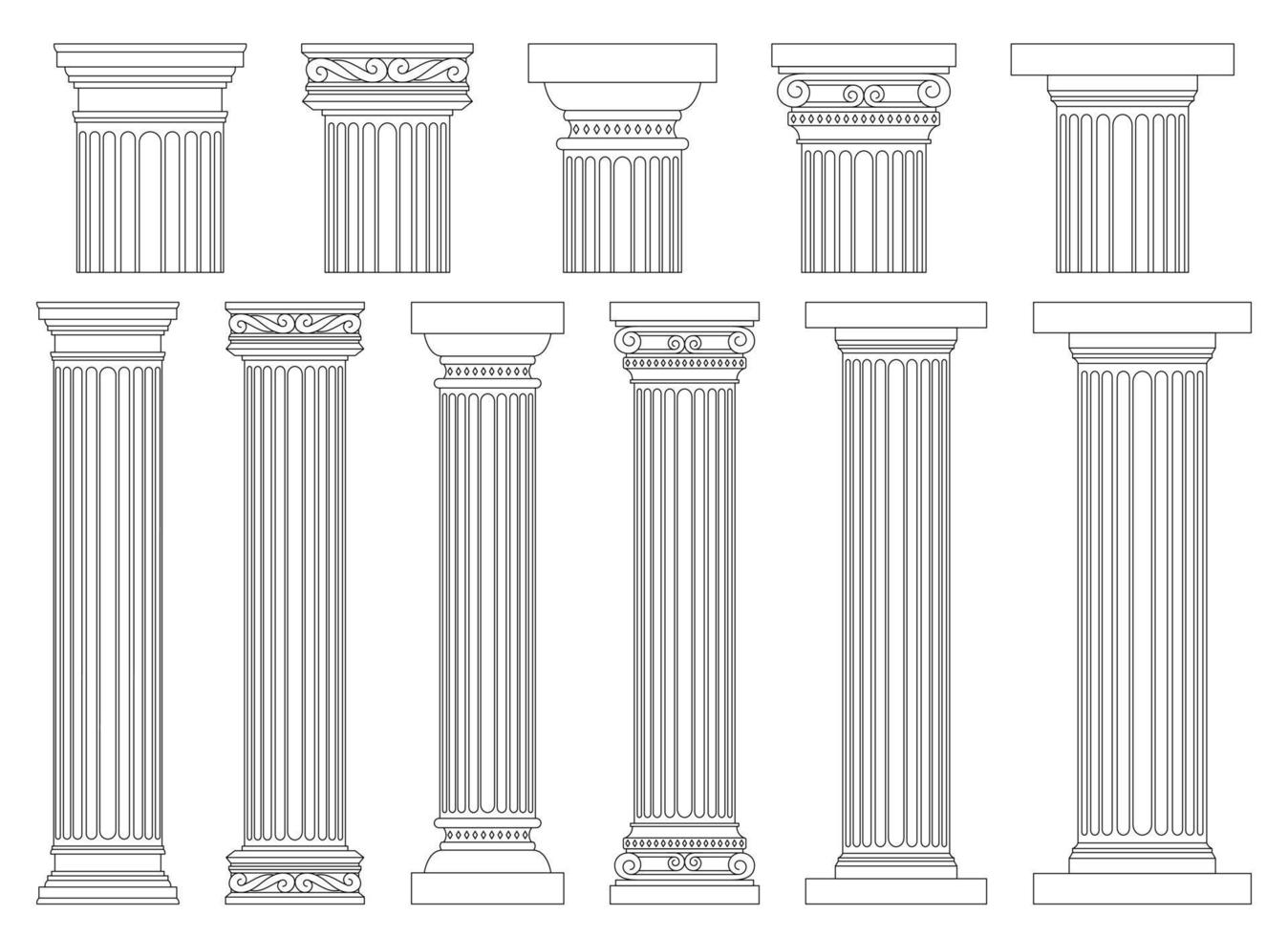 antiguo columnas vector diseño ilustración aislado en antecedentes