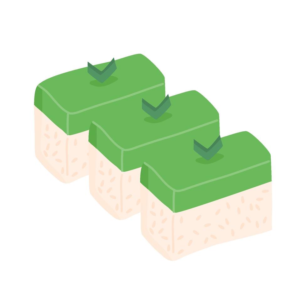 kuih seri muka traditional malaysian sweet cake vector
