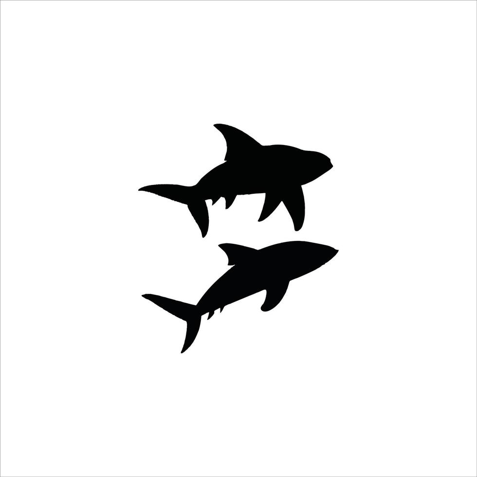 Two sharks silhouette vector art.