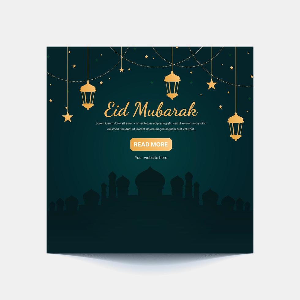 Vector Eid Mubarak Design Background For Greeting Moment On Social Post