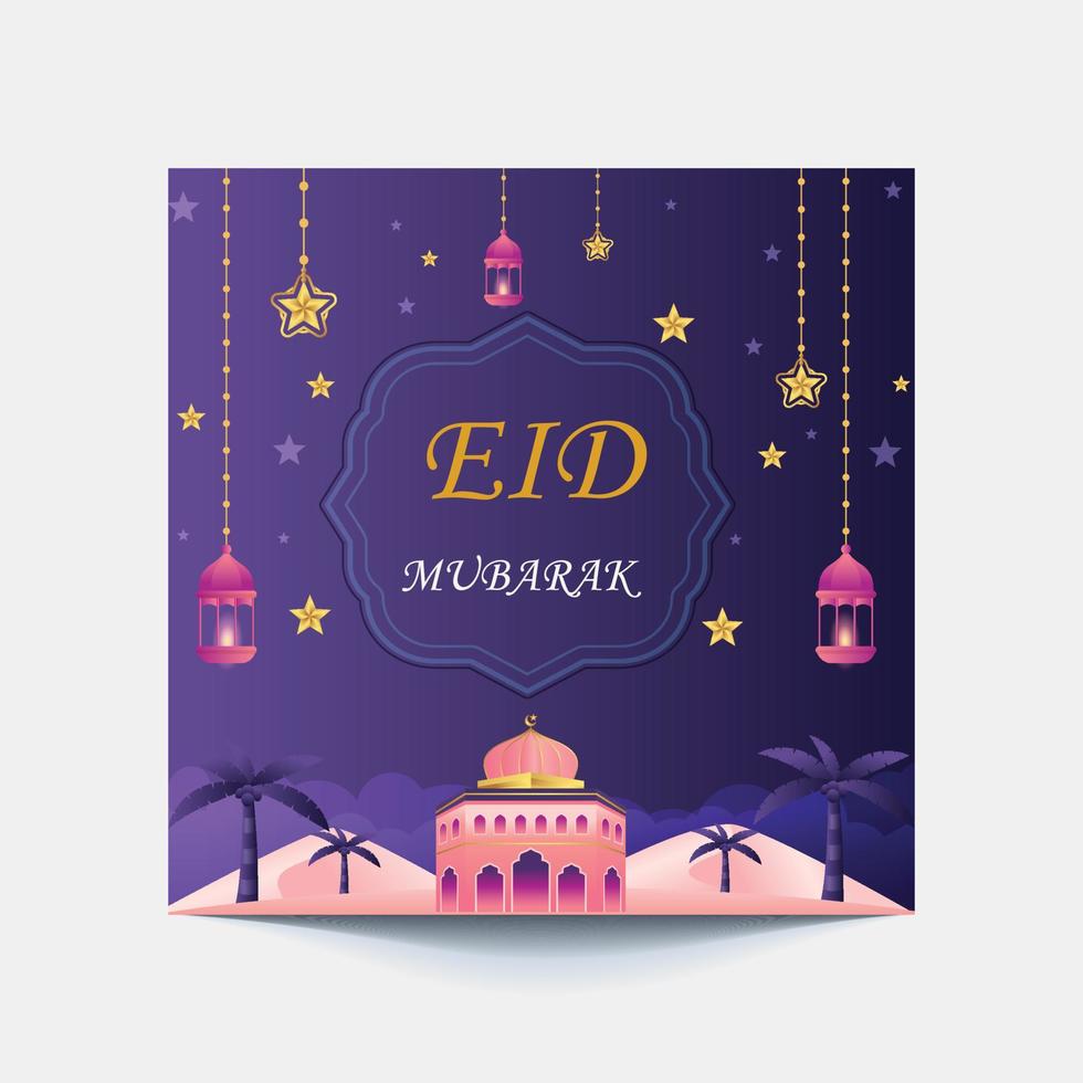 Vector Eid Mubarak Design Background For Greeting Moment On Social Post