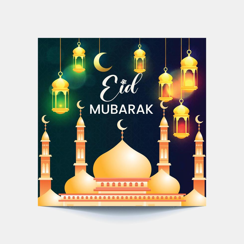Vector Eid Mubarak Design Background For Greeting Moment On Social Post