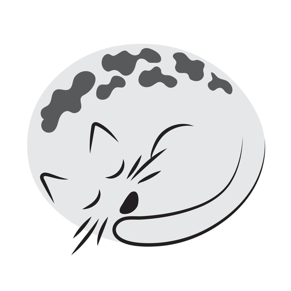 dormido gris gato en el forma de un oval. mascota. acortar arte, logo, diseño vector