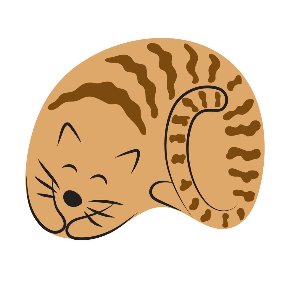 Red tabby cat in the shape of an oval. Sleeping pet. clip art, logo, design vector