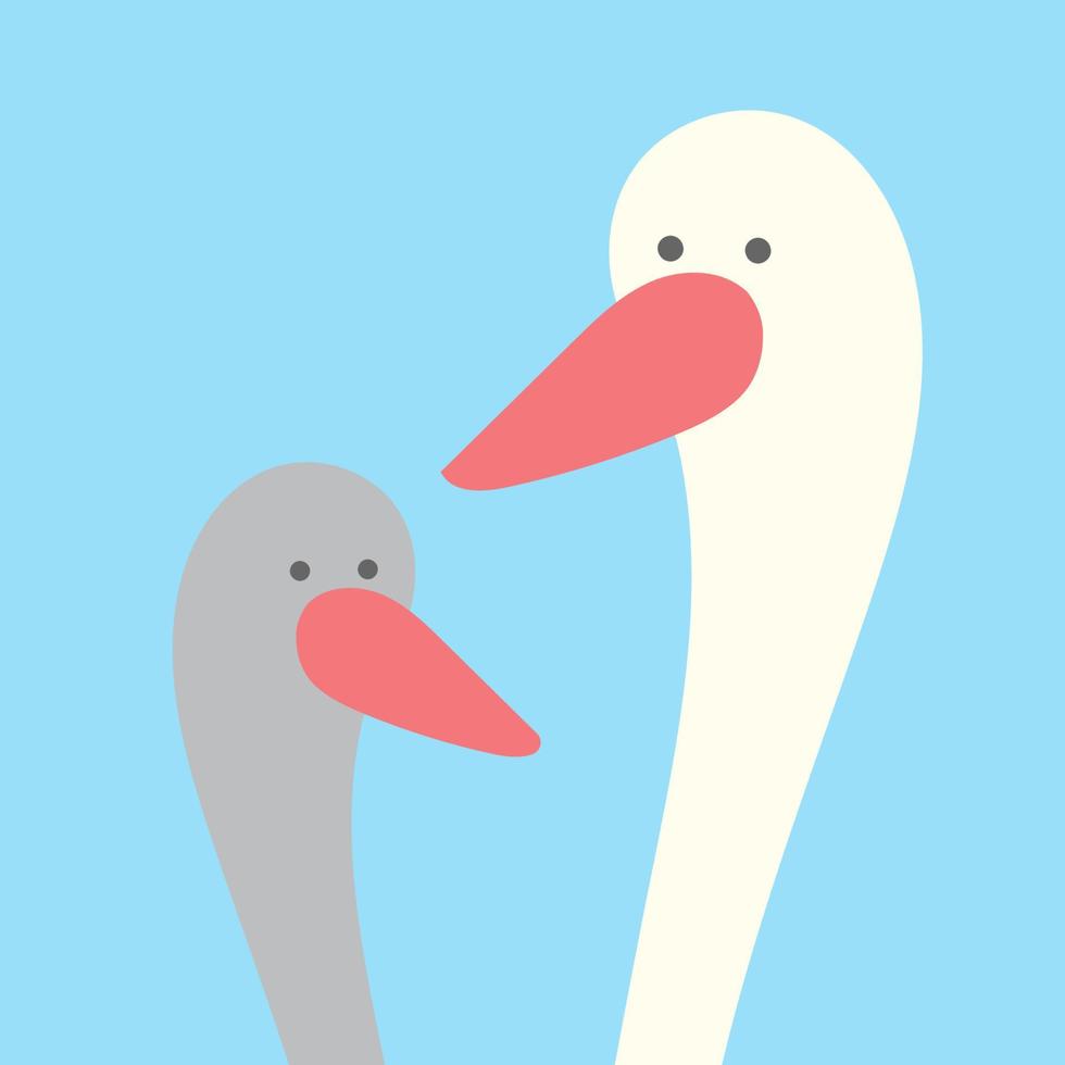 Portrait of a white and gray gooses. birds heads with beak. Domestic farm bird. Duck with a light feather vector