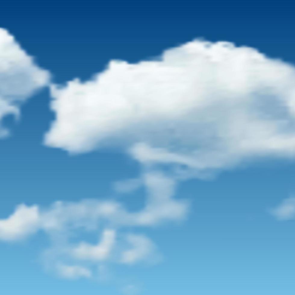 Natural background with cloud on blue sky. Realistic cloud on blue backdrop. Vector illustration
