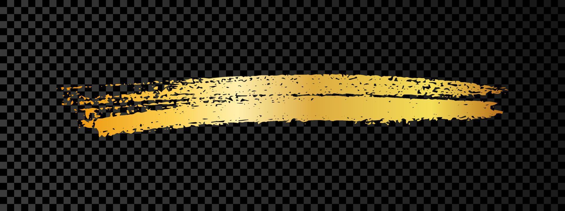 Gold paint brush smear stroke. Abstract gold glittering sketch scribble smear on dark vector