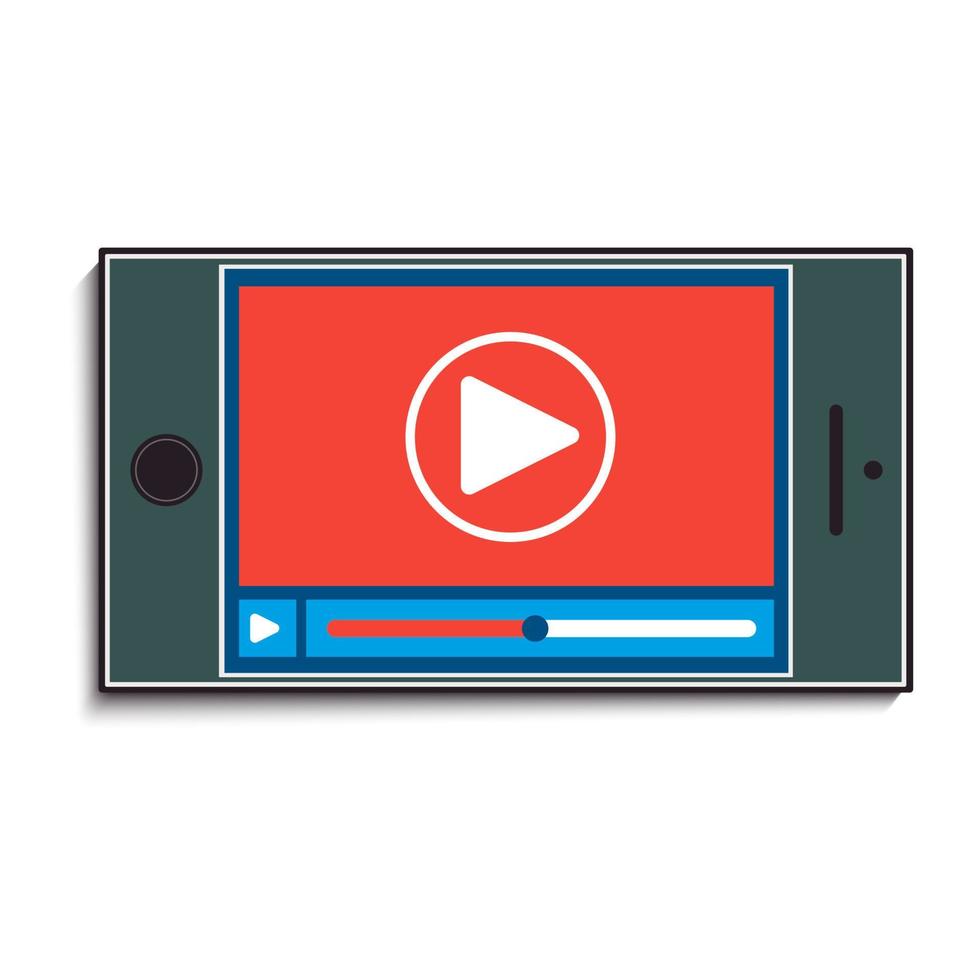 Mobile phone with watching a video. Vector illustration