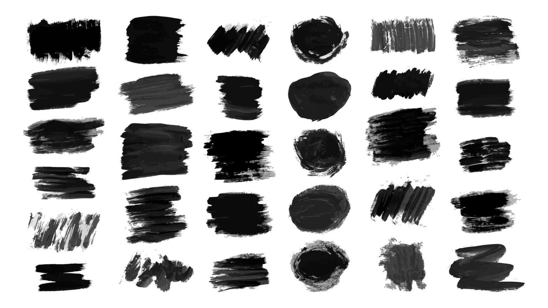 Sketch Scribble Smear. Big set of black ink brush stroke and pencil drawing. Grunge rough dirty background. Vector illustration.