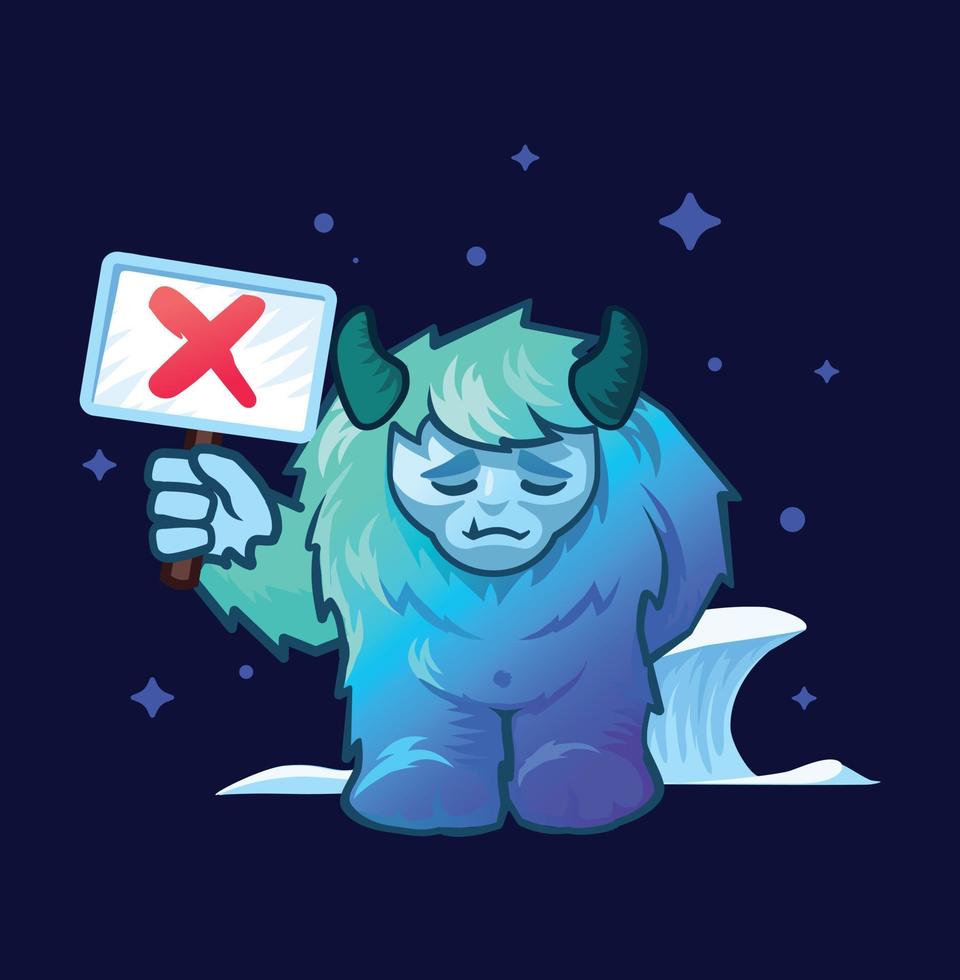 Illustration of a Yeti with a cancellation sign. Yeti, Sasquatch, Bigfoot, Relic Hominoid, Chugaister vector