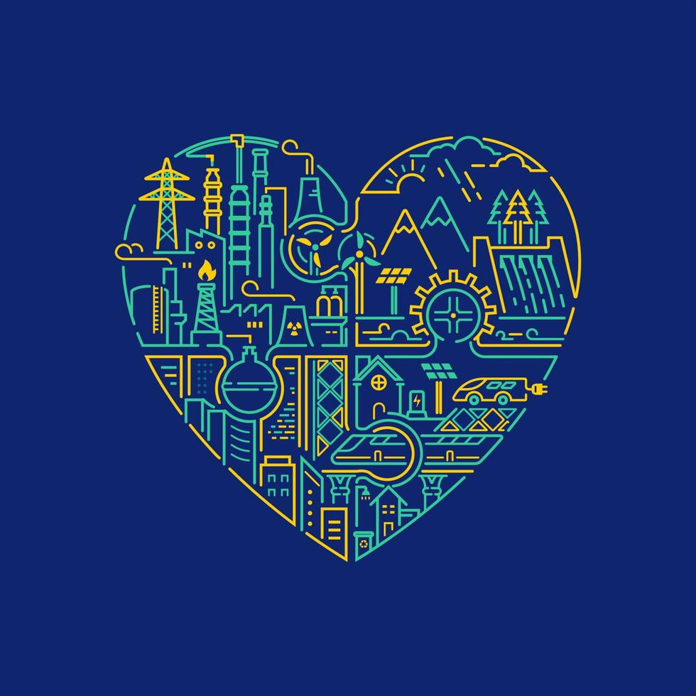 ecology Heart jigsaw vector